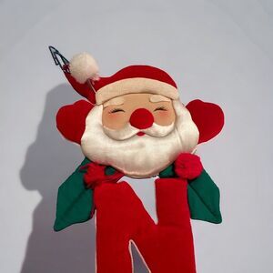 1980s Noel 22" Fabric Christmas Wall Hanging Plush Stuffed Cloth